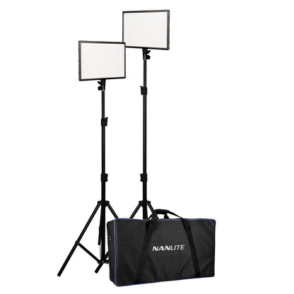 Nanlite LumiPad 25 LED-paneler 2-pak med stativ og sort bærepose.