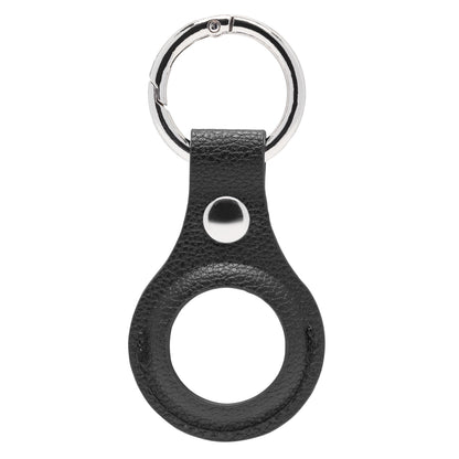 Linocell AirTag nøglering vegansk læder sort med metalkrog og rund åbning til Apple AirTag eller små accessories.