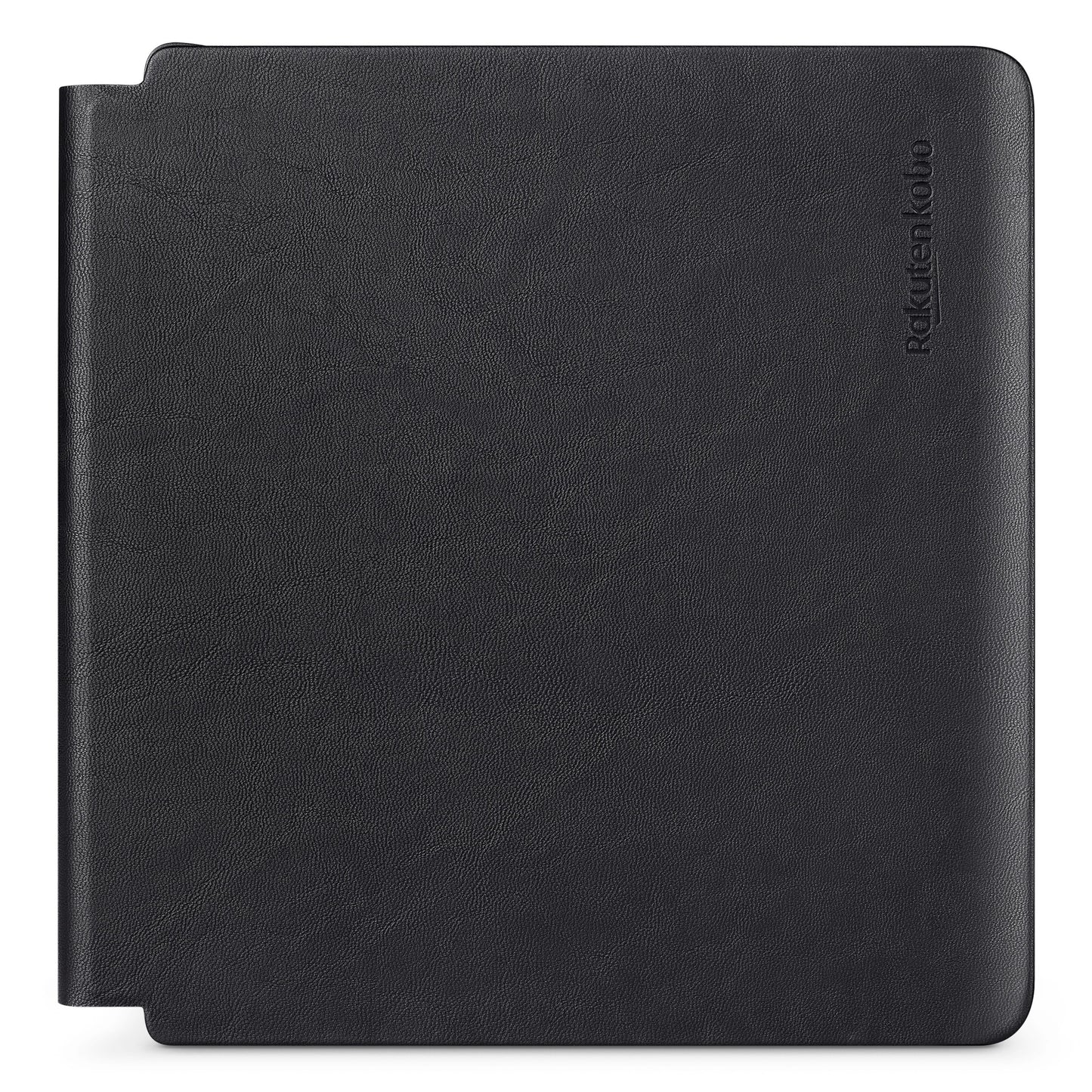 Kobo Sage Powercover Etui sort læder med indbygget batteri, magnetlukning og vertikalt Rakuten Kobo-logo.