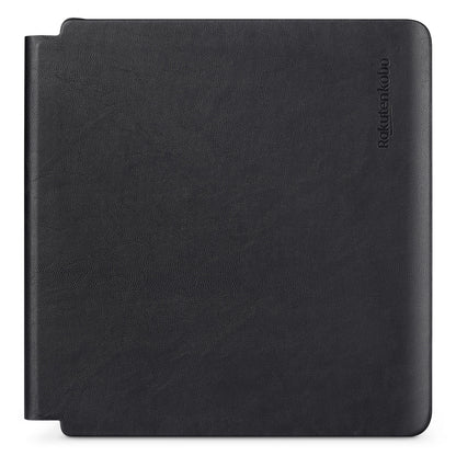 Kobo Sage Powercover Etui sort læder med indbygget batteri, magnetlukning og vertikalt Rakuten Kobo-logo.
