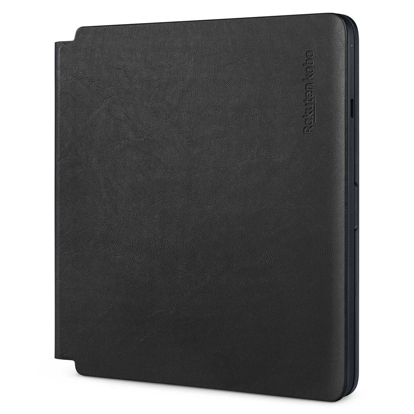 Kobo Sage Powercover etui, sort med struktur og Rakuten Kobo præget på højre kant, magnetisk lukning.