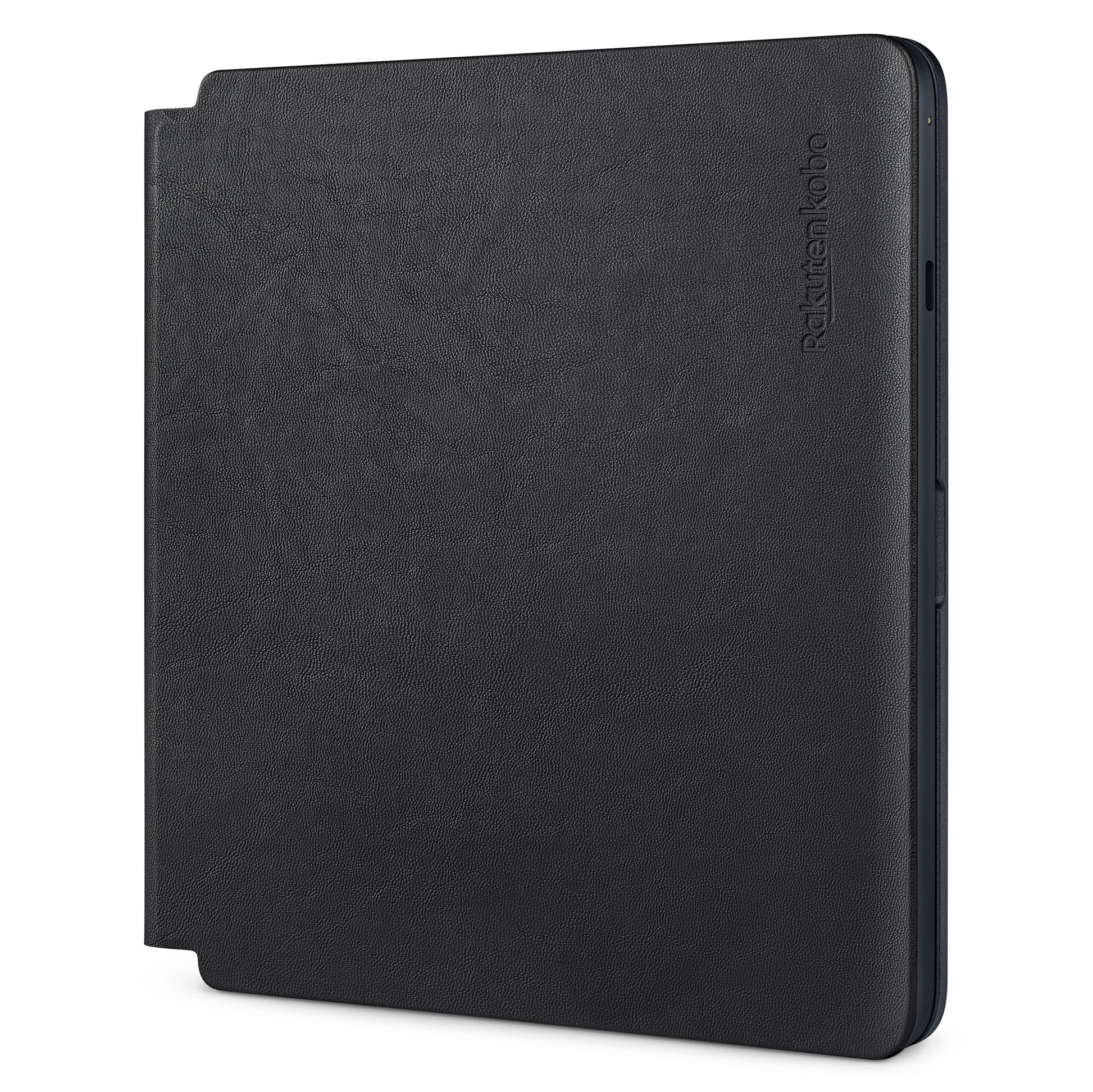 Kobo Sage Powercover etui, sort med struktur og Rakuten Kobo præget på højre kant, magnetisk lukning.