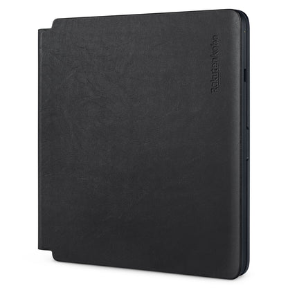 Kobo Sage Powercover etui, sort med struktur og Rakuten Kobo præget på højre kant, magnetisk lukning.