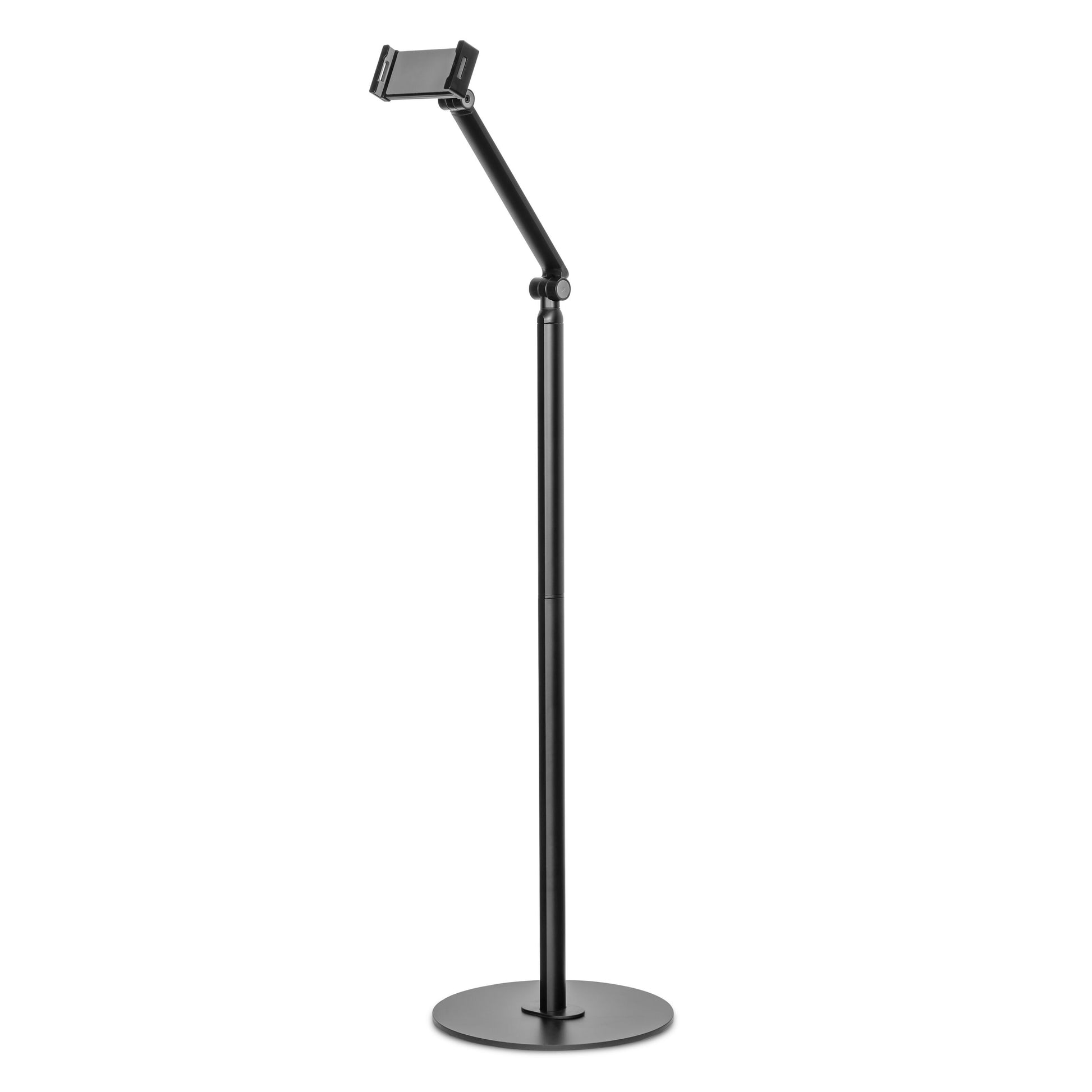 Linocell gulvstativ til tablet 4,7-12,9", rund fod, justerbar holder øverst til tablet eller smartphone.