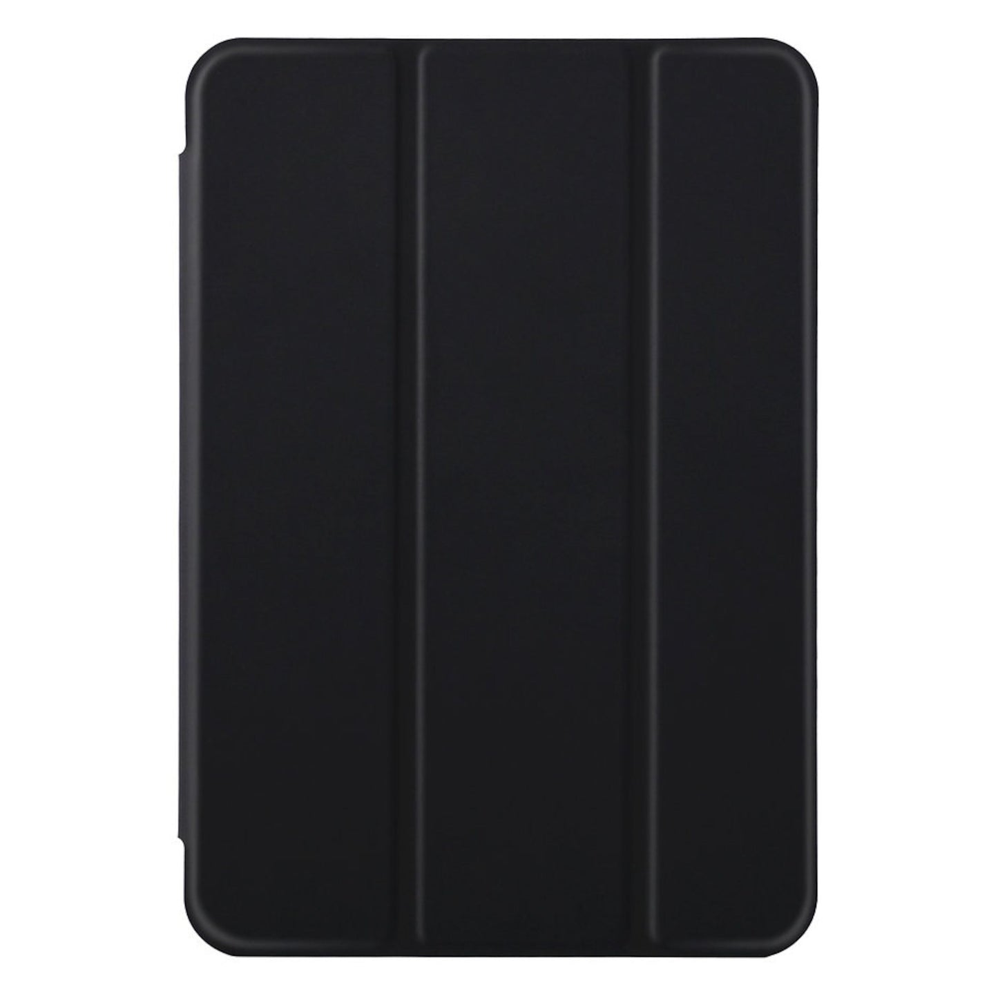 Pomologic Book Case cover til iPad Mini 6, sort, vist lukket med tri-fold front.