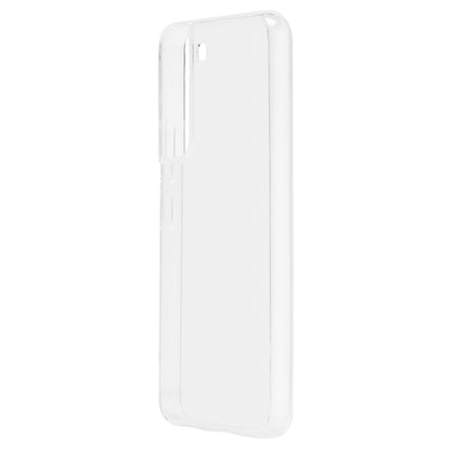 Second Skin mobilcover til Galaxy S22 transparent med præcise åbninger til kamera og knapper.