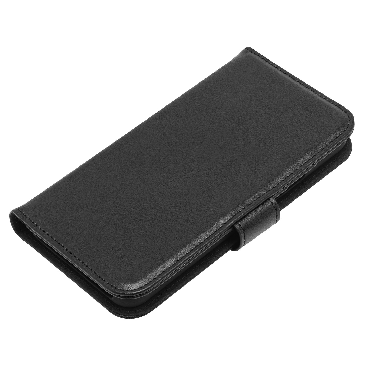 Linocell mobilpung til Galaxy S22 sort læderetui med magnetlås og kortlommer vist lukket.