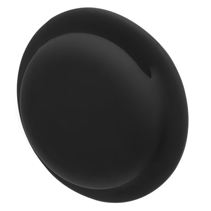 Selvklæbende etui til Apple AirTag, sort, mat overflade, rund form med let fordybning og buede kanter.