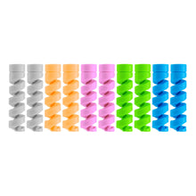 Kabelbeskyttelse 10-pak spiralformet, to stk. i grå, orange, pink, grøn og blå til opladerkabler.