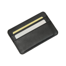 Rubicson RFID-kortholder i sort PU-læder med to synlige kortslots, ét beige og ét lysegråt kort.