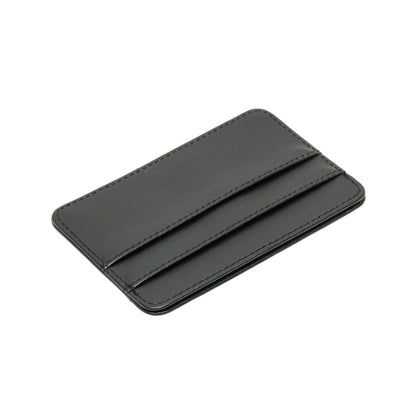 Rubicson RFID-kortholder i sort PU-læder med synlige stikninger, tre vandrette kortlommer, RFID-beskyttelse.