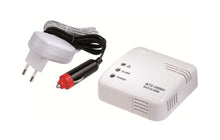 Nexa Gasalarm til 230V eller 12V med strømforsyning og bilopladerkabel, velegnet til campingvogn.