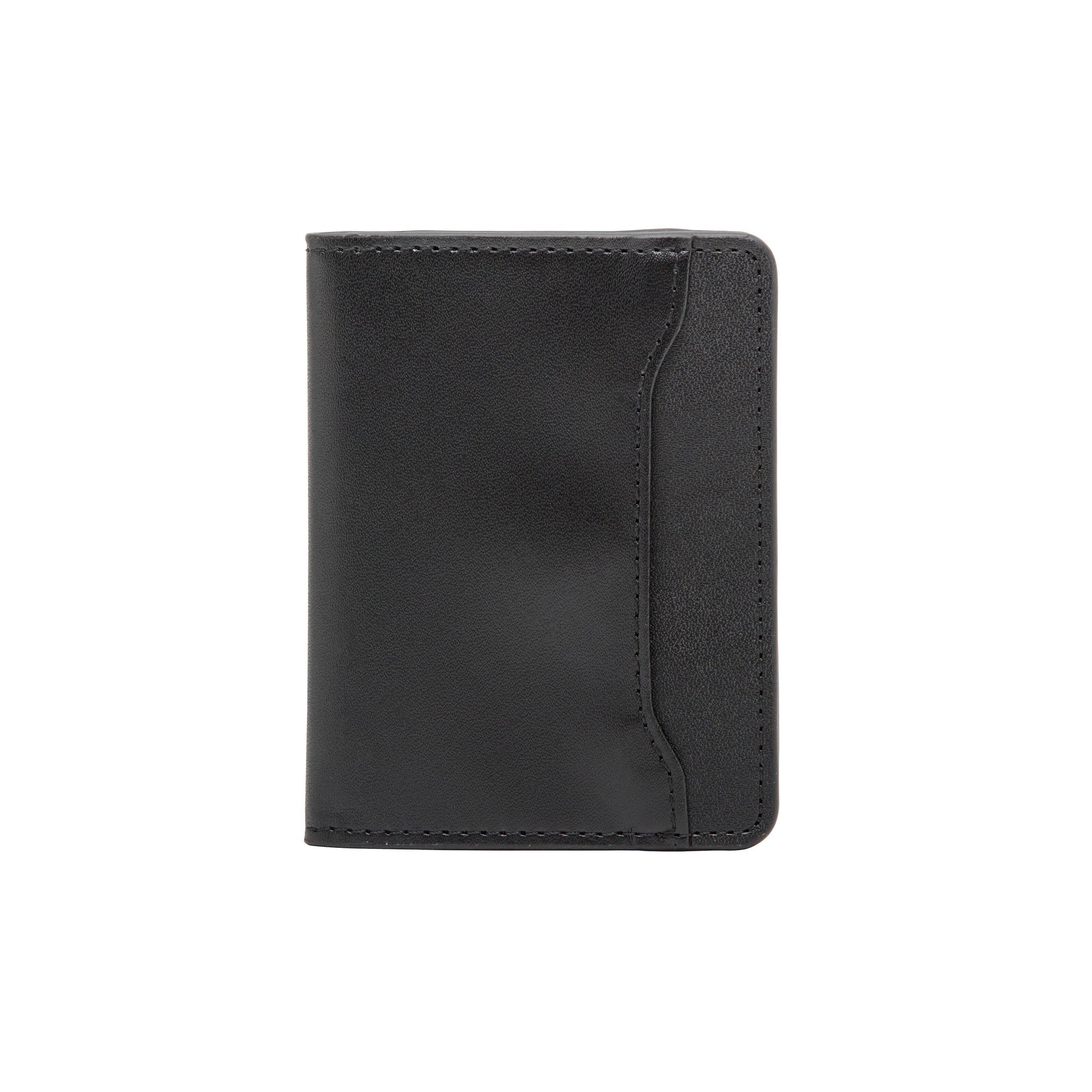 Rubicson Slank kortholder RFID-beskyttelse sort PU-læder lukket og opretstående minimalistisk design.