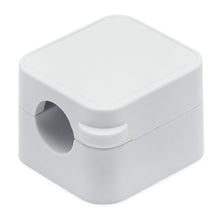 Luxorparts magnetisk kabelklemme hvid 3-pak, lille kvadratisk plastklemme med afrundede kanter og selvklæbende montering.