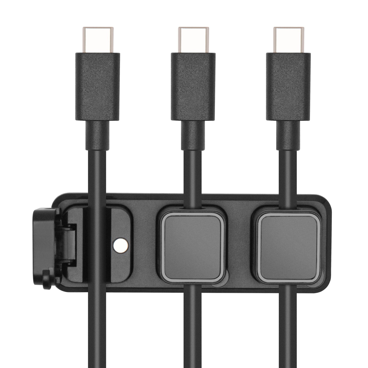 Luxorparts magnetisk kabelklemme med basplade sort 6-pak til USB-C-kabler holder kabler adskilt og på plads.