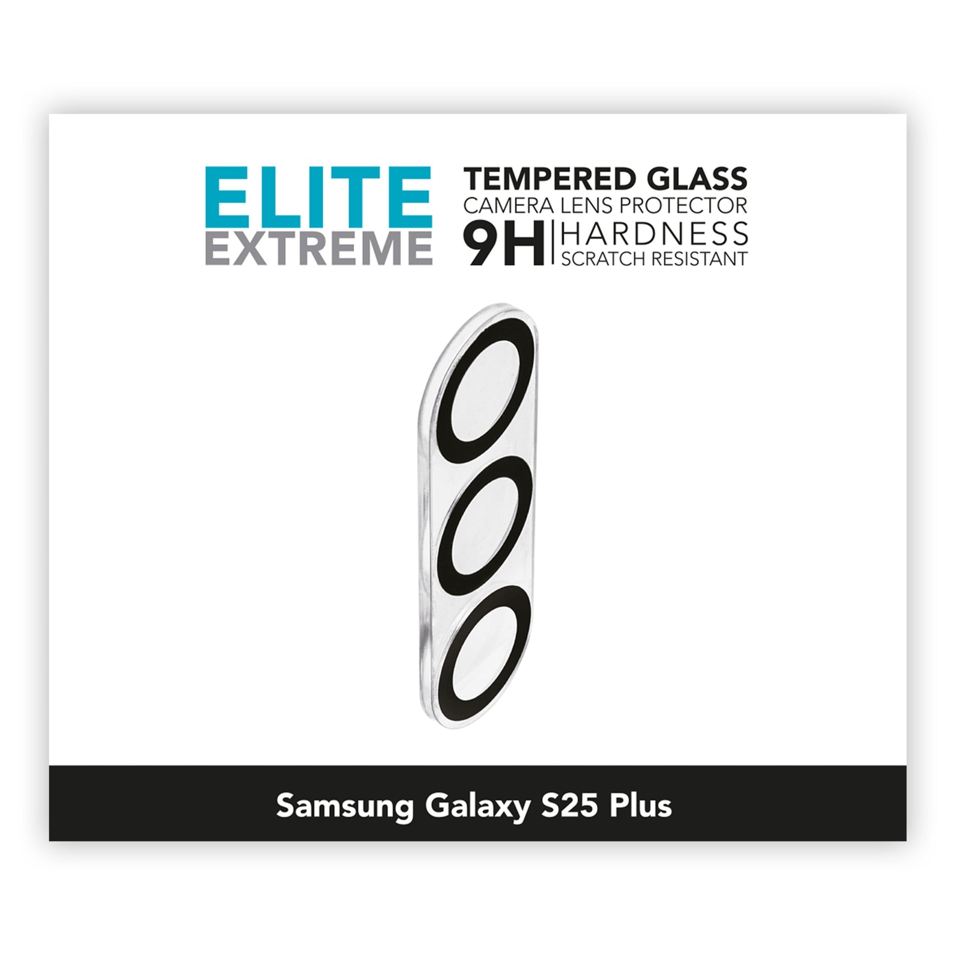 Linocell Elite Extreme kamerabeskyttelse Galaxy S25 Plus 9H hærdet glas tre cirkulære udskæringer ridsefast design.