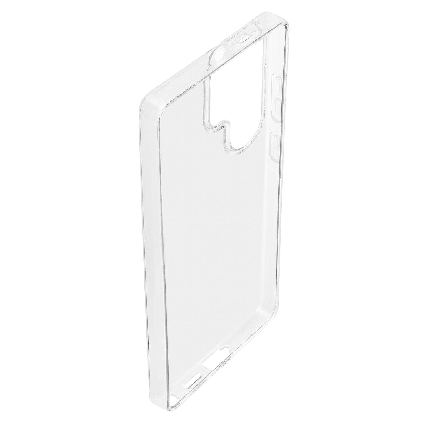 Transparent fleksibelt cover til Samsung Galaxy S25 Ultra med præcise udskæringer og indbygget ståfunktion.