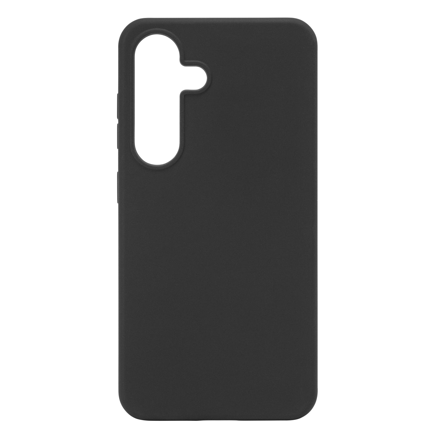 Silikone cover til Samsung Galaxy S25 sort, bagside med udskæringer til kamera og sideknapper.