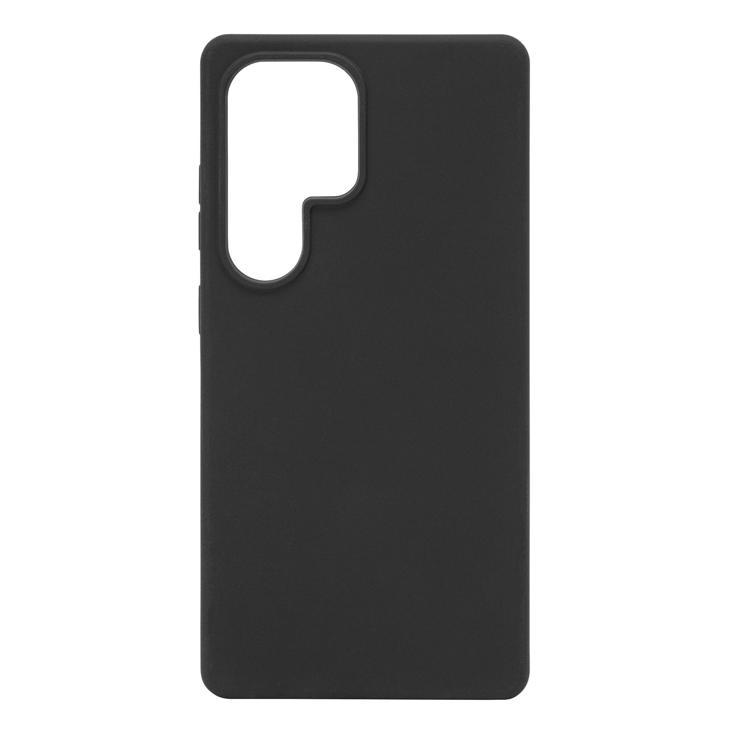 Sort silikonecover til Galaxy S25 Ultra med mat antibakteriel finish og udskæringer til kamera og sideknapper.