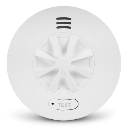 Housegard Luma trådløs varmeapparat rund hvid, central ventilation, tre top-slids, TEST-knap, varmesensor, 10-års batteri.