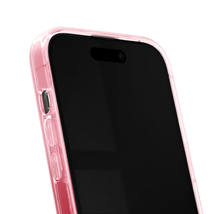 IPhone i IDEAL OF SWEDEN Clear MagSafe Case Cherry Lacquer, viser sideknapper og kamera, passer til iPhone 13-16.