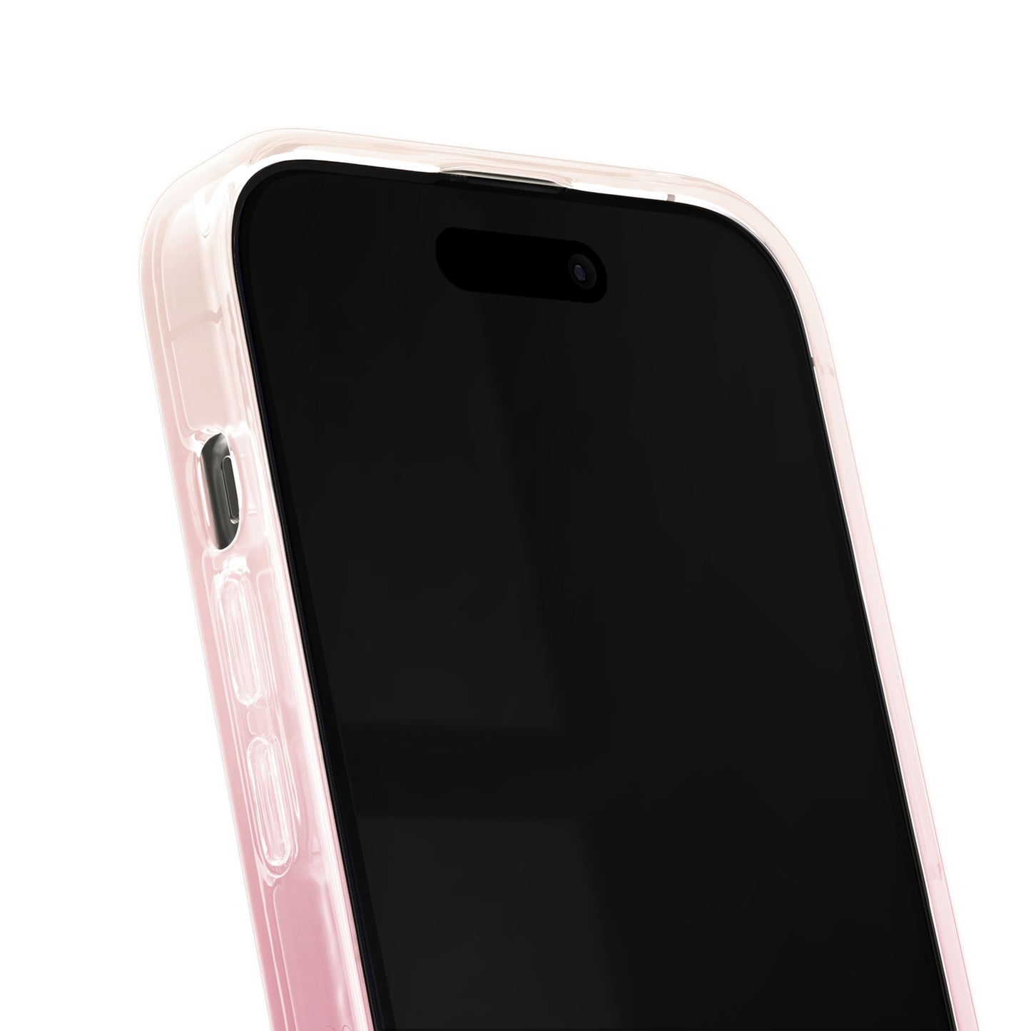 IDEAL OF SWEDEN Clear MagSafe Cover Rose Blush til iPhone 13/14/15/16e gennemsigtig lyserød, sideknapper og kant.