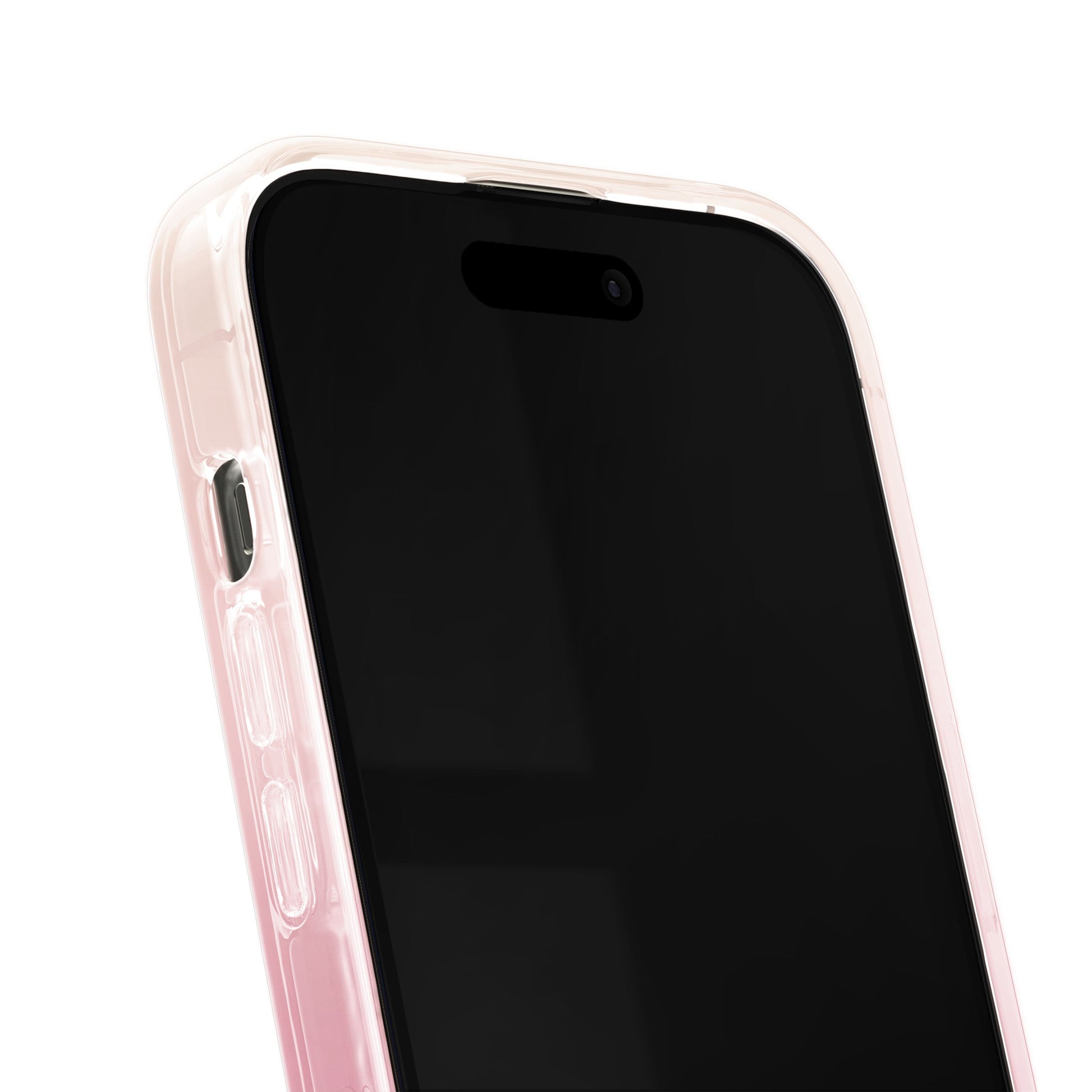 IDEAL OF SWEDEN Clear MagSafe Cover Rose Blush til iPhone 13/14/15/16e gennemsigtig lyserød, sideknapper og kant.
