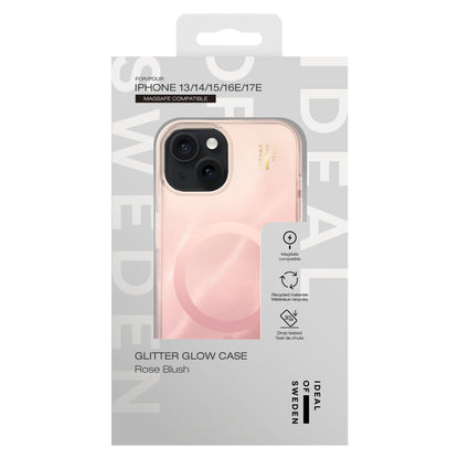 Ideal Of Sweden Clear MagSafe cover til iPhone 13/14/15/16e, transparent med lyserød Rose Blush nuance i original emballage.