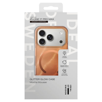 IDEAL OF SWEDEN Clear MagSafe Case til iPhone 17 Pro Max Mocha Mousse brun transparent cover i æske med produktinfo.