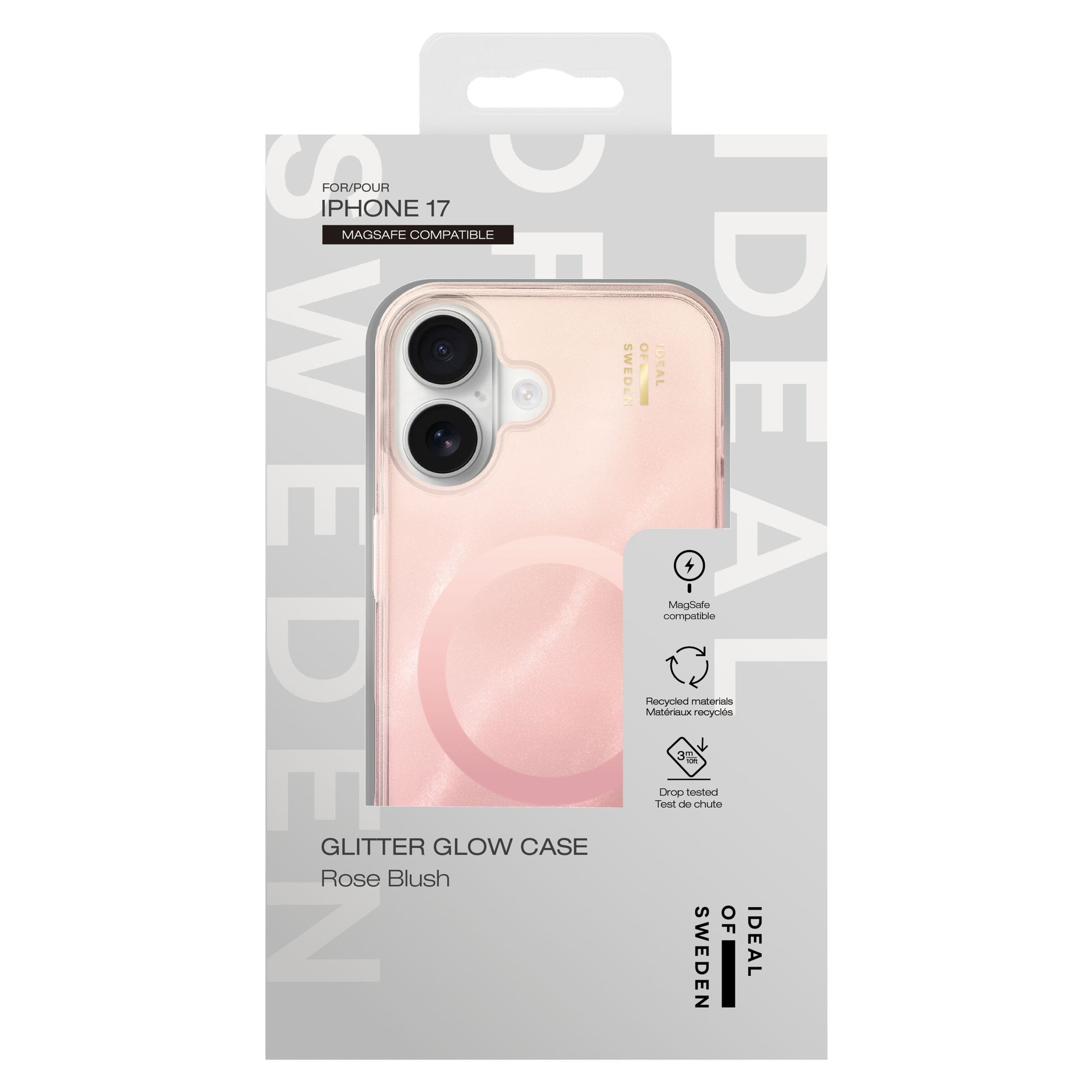 IDEAL OF SWEDEN Clear MagSafe Case til iPhone 17, transparent med rosa farve og magnetisk kompatibilitet.