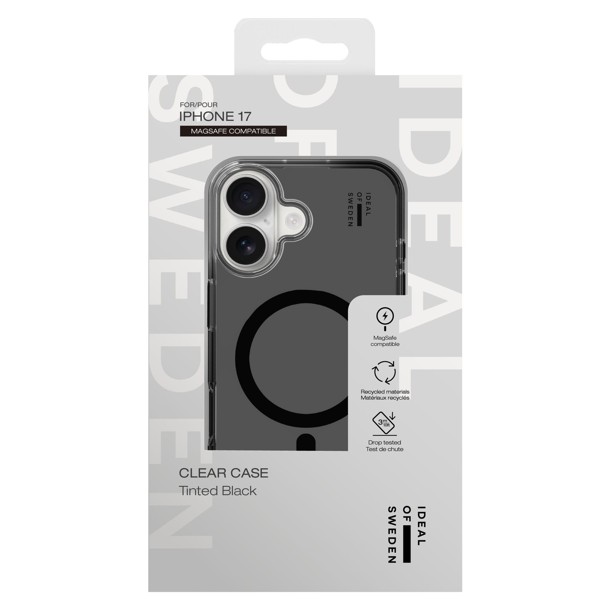 IDEAL OF SWEDEN Clear MagSafe Case iPhone 17, sorttonet, sort kameraring, MagSafe-kompatibel, original æske.