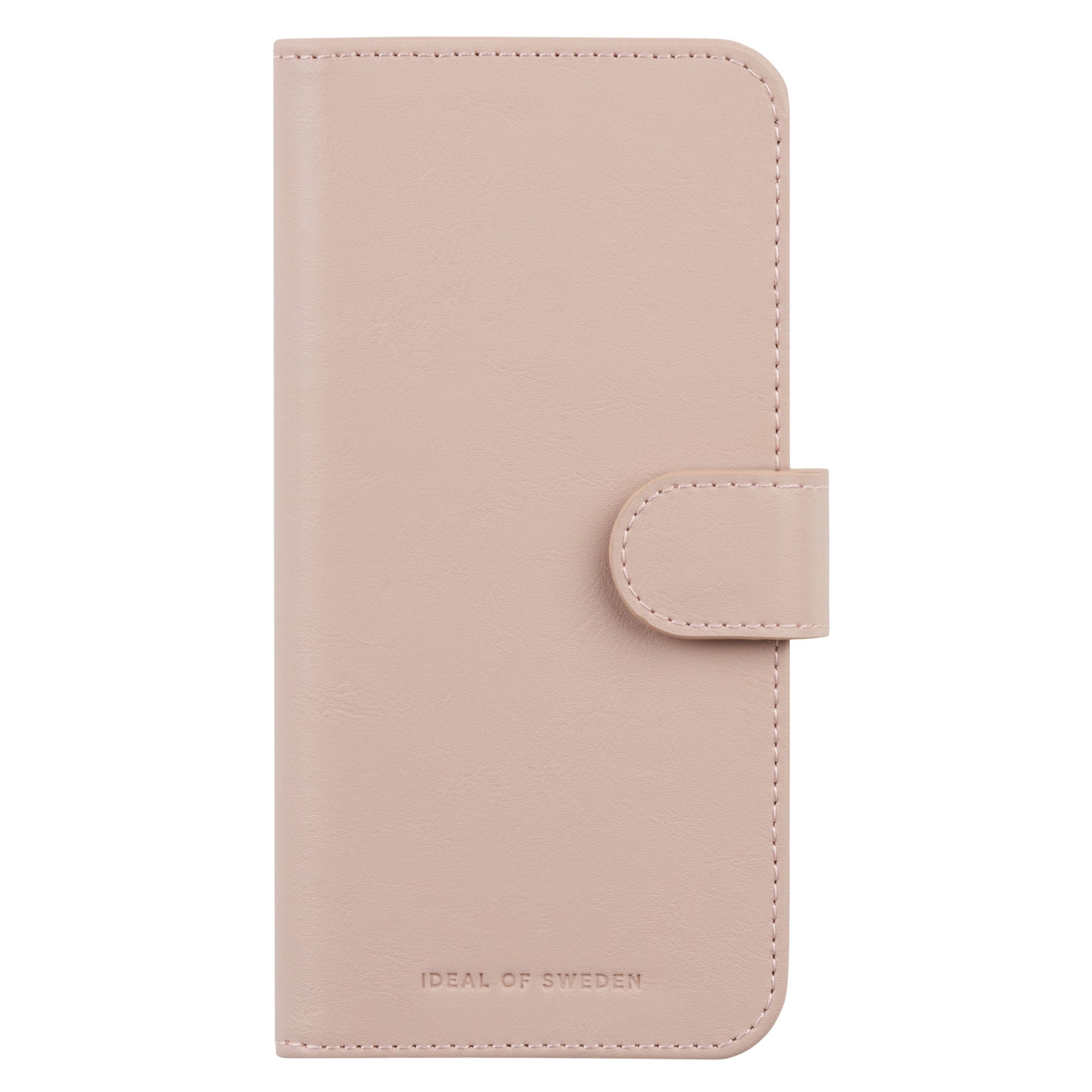 IDEAL OF SWEDEN Magnet Wallet+ pungcover til iPhone 12/12 Pro i pink med knaplukning og præget logo.