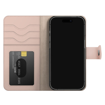 IDEAL OF SWEDEN Magnet Wallet+ pink pungcover til iPhone 15 med fire kortlommer, snap-lukning og magnetisk cover.