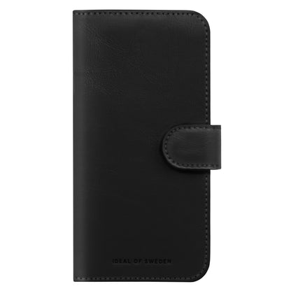 IDEAL OF SWEDEN Magnet Wallet+ cover til iPhone 17 Pro Max, sort læder, frontklap, magnetlukning, logo nederst.