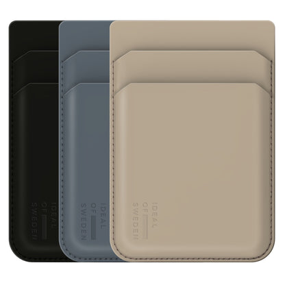 IDEAL OF SWEDEN MagSafe magnetisk kortholder, Midnight Blue, til kortpladser, præget logo.