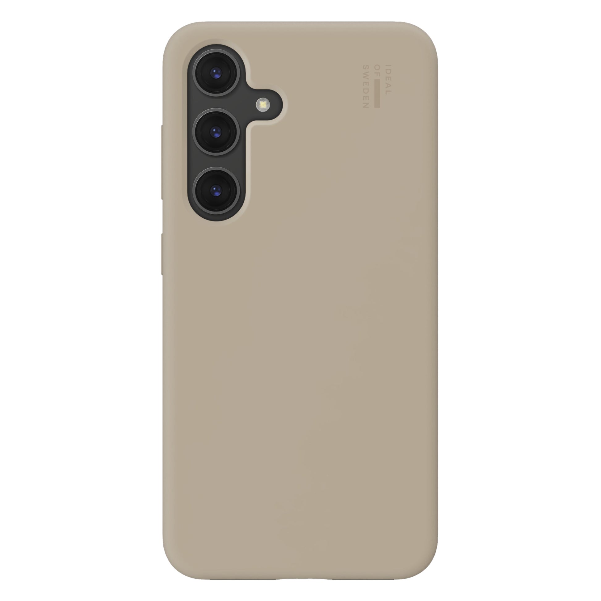 IDEAL OF SWEDEN Silicone MagSafe Cover Perfect Beige til Galaxy S24/S25 med mat finish, udskæring til 3 vertikale bagkameraer.