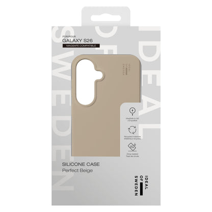 IDEAL OF SWEDEN silikone MagSafe cover Perfect Beige til Galaxy S26 i æske med MagSafe og dropbeskyttelse.