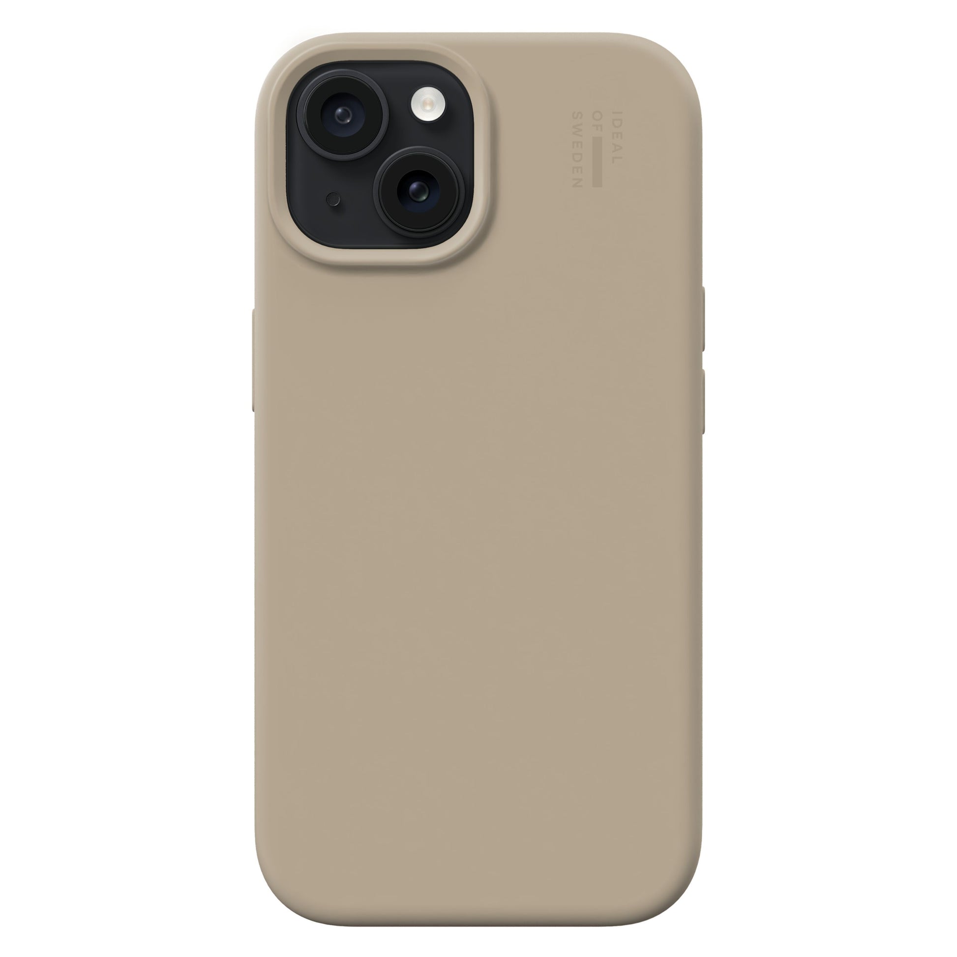 IDEAL OF SWEDEN Silicone MagSafe Cover Perfect Beige til iPhone 13/14/15/16e, glat overflade, diskret logo ved kamera, MagSafe support.