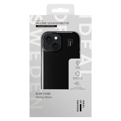 IDEAL OF SWEDEN Slim MagSafe Cover i Glossy Sort til iPhone 13-17, genanvendt polycarbonat, tyndt design.