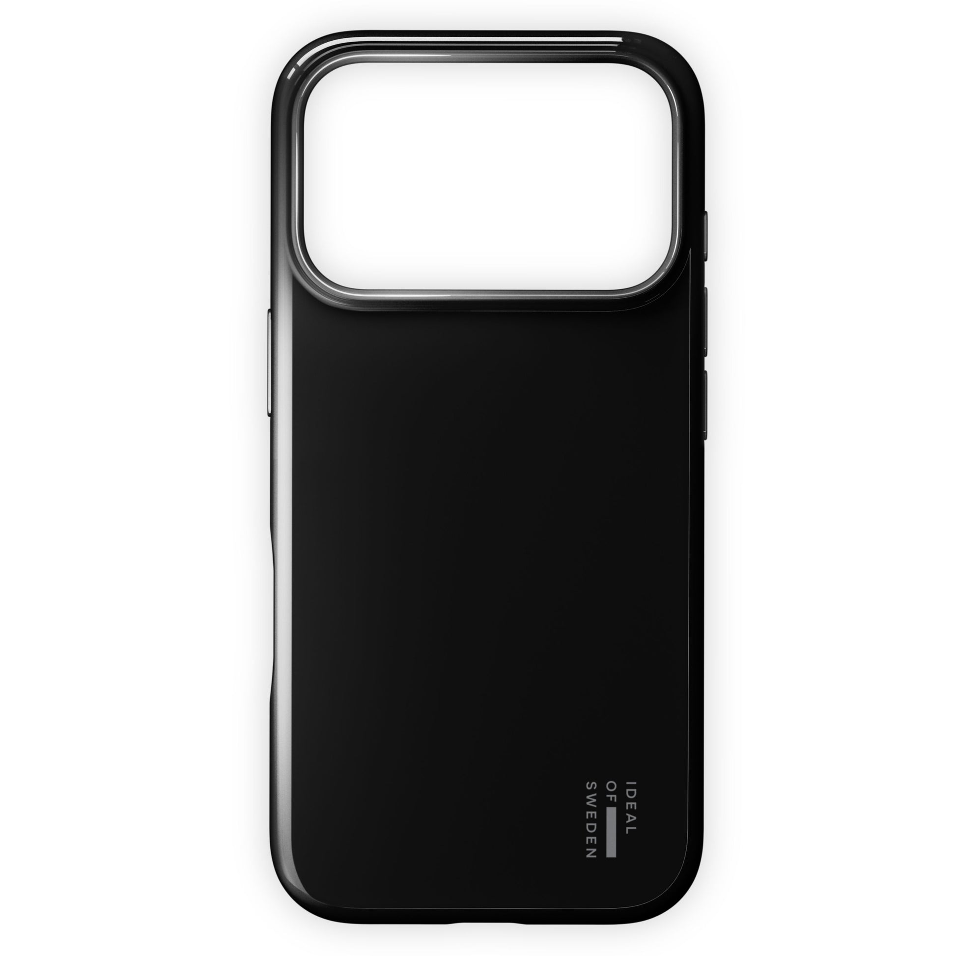 IDEAL OF SWEDEN Slim MagSafe Cover i Glossy Black til iPhone 17 Pro Max, stort kamerahul, logo nederst til højre.