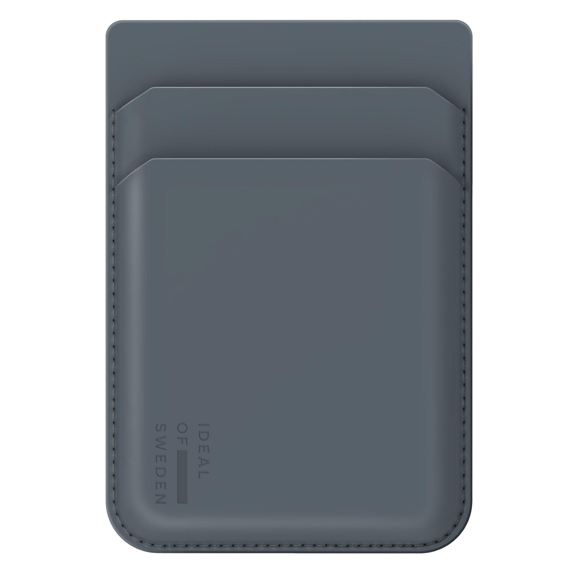 IDEAL OF SWEDEN magnetisk kortholder MagSafe Midnight Blue med to kortslots, glat overflade og logo præget nederst til venstre.