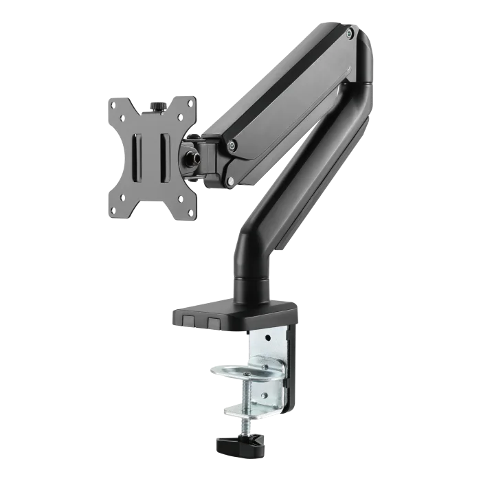 Deltaco Office Premium skærmarm sort med gasfjeder, VESA-plade, metal klemmebeslag til 17-32" skærme.