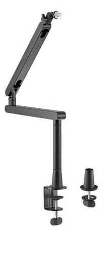 Deltaco lavprofil mikrofonarm sort, justerbar arm med bordklemme og adapter.