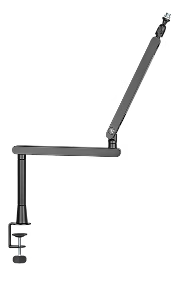 Deltaco lavprofil mikrofonarm sort, justerbar arm med led til mikrofon eller kamera, sideview.