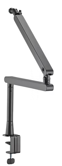 Deltaco lavprofil mikrofonarm sort, justerbar med to led og bordklemme til montering.
