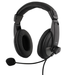 Deltaco USB-C Office Headset sort over-ear med polstrede ørepuder, justerbar bøjle og fleksibel venstremikrofon.