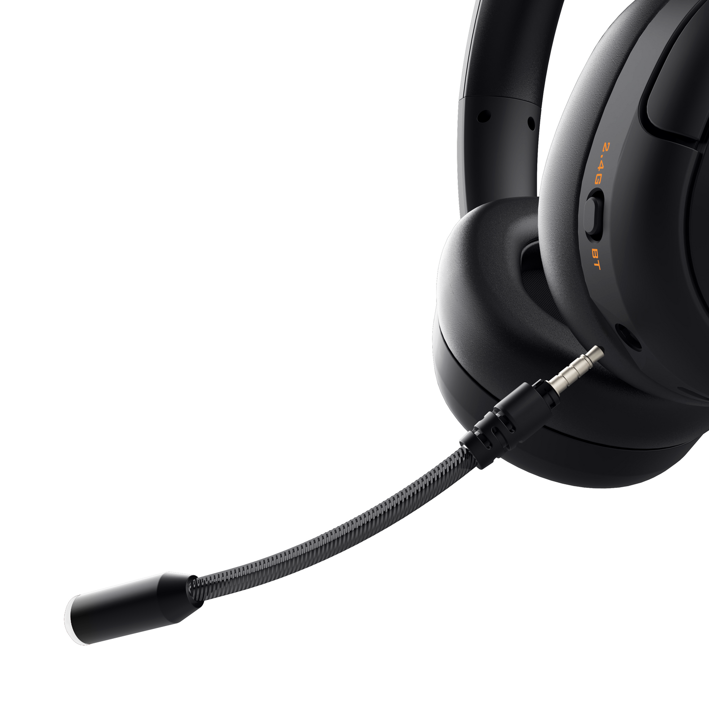 Deltaco Gaming DH330 trådløst headset, sort, fleksibel boom-mikrofon, synligt 3,5 mm jackstik.