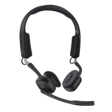 Shokz OpenMeet sorte trådløse on-ear høretelefoner med mikrofonarm, justerbar bøjle, bløde puder og open-ear design.