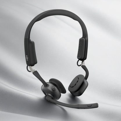 Shokz OpenMeet Kontorhovedtelefoner trådløst headset i sort med justerbar hovedbøjle og fast mikrofon.