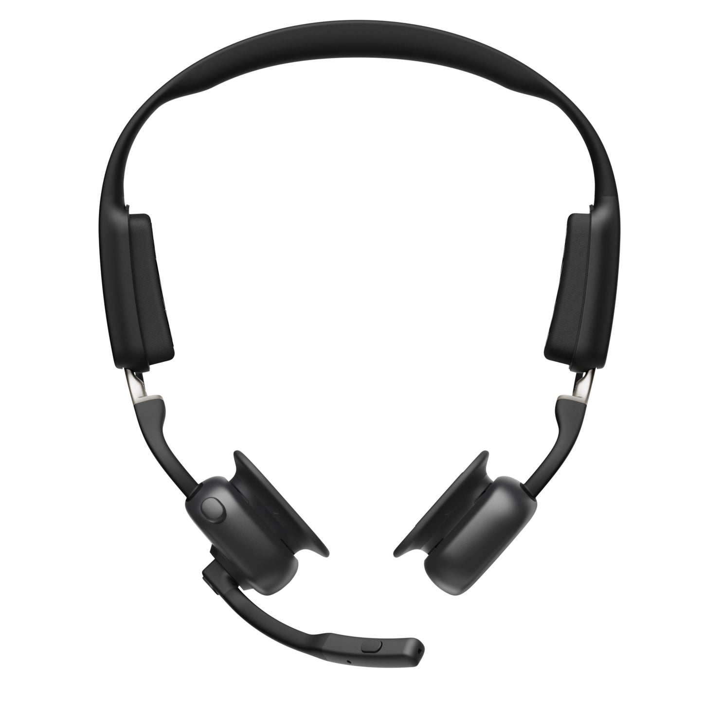 Shokz OpenMeet kontorhovedtelefoner med bløde ørepuder, fleksibel venstre mikrofonbom og justerbar hovedbøjle, åbent øre-design.